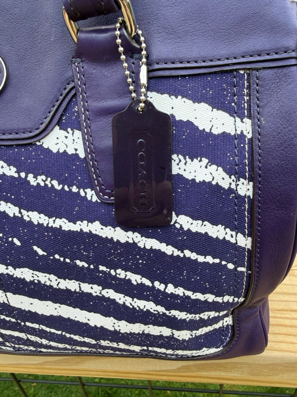 Coach Legacy Zebra Print Purple and White Zebra-Print Leather Tote - Picture 5 of 7